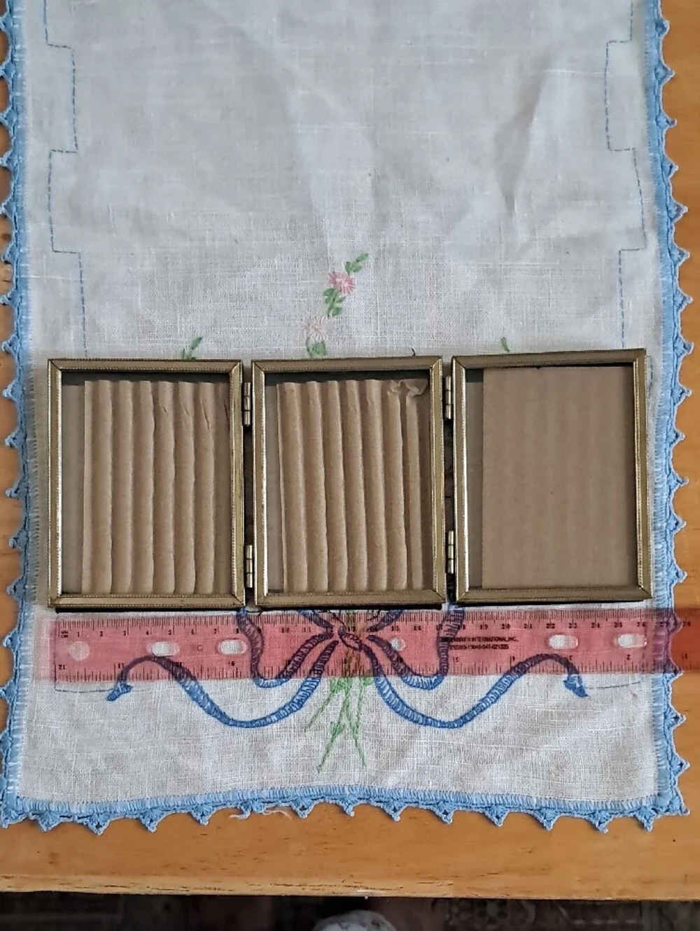 Vintage Triple Fold Brass Picture Frames